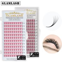 GLAMLASH 2D 3D 4D 5D 6D Falsche Wimpern mit langem Stiel, vorgefertigte russische Volumenfächer, künstlicher Nerz, vorgefertigte Wimpernverlängerungen, Make-up, Cilios