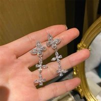 Elegant Hollow out Tassel Earrings Sparkling Fashionable Versatile High Aesthetic Value Sweet Over-The-Top Sensation