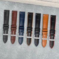 Luxury Unisex Genuine Leather-FKM Watch band with Bamboo Knot Pattern 19mm 20mm 21mm 22mm 23mm 24mm Watch Straps