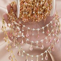 0.5/1meter Summer Pink Purple Droplet Rhinestone Link Chain for DIY Waist Chain Bracelet Necklace headwear Accessories Material