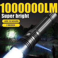 Lampe de poche LED haute puissance 1000000LM, torche puissante et lumineuse, Rechargeable, lanterne à main Zoomable, lampes d'urgence pour pêche et Camping