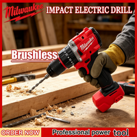 Milwaukee M18 Brushless Compact Hammer Drill, Light High-power Motor, Used for Daily Metal Wood Drilling Tools.