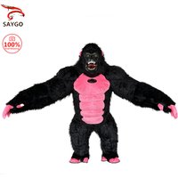 SAYGO Black Pink Gorilla Inflatable Costume King Kong Mascot Adult Character Cosplay Animal Birthday Halloween Party Event Set