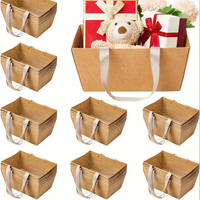 4Pcs Paper Basket For Gifts Empty DIY Bulk Gift Basket Kit With Handles Kraft Cardboard Tray Organization Party Supplies