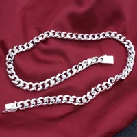 Charms 925 Sterling Silver Classic 10MM Solid Chain Necklace For Men Christmas Gifts Fashion Party Wedding Jewelry 20/24 Inches