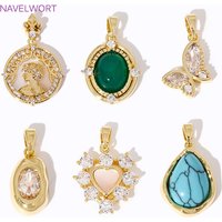 Multi Styles Pendants 18K Gold Plated Inlaid Zircon Charms Pendants For Jewelry Making,Charms For Bracelet,Supplies For Jewelry