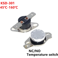 2pcs Bimetal thermostat KSD301 Temperature Switch Thermal Control 40~160C Degree Celsius Manual Reset Thermostat 75 80 85 160 65