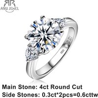 AnuJewel 4.6 Carat D Color Moissanite Diamond Engagement Wedding Ring 925 Sterling Silver Rings Fine Jewelry Wholesale