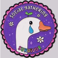 SURVIVOR Enamel Pin Lapel Pins for Backpacks Funny Goose Quotes Brooches for Women Animal Jewelry Accessories Friends Gift