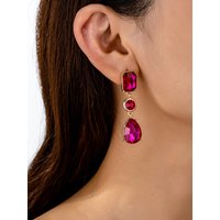 Gorgeous, Fashionable, Exquisite and Personalized Rose Red Imitation Gemstone Earrings for Women, Suitable for Wedding Banquets and Vacations