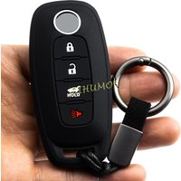 For 2023 2024 2025 2026 Nissan Rogue Ariya Kicks Sentra Versa Murano Patrol Silicone 4 Buttons Car Key Fob Ring Chain Cover Case