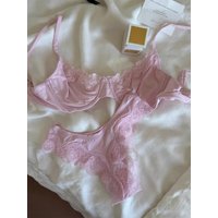 Lace Bra Set Women Thin Transparent Mesh With Steel Ring Bras+Low Waist Panties Female Pink Sweet Bra Sets Underwear 2026 New