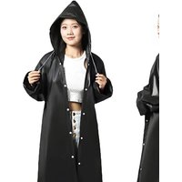 AliExpress NONE 2pcs EVA Women's Thick Windproof Full Body Raincoats | Dark Gray Hooded Outdoor Hiking & Cycling Rain Gear with Adjustable Draws
