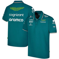 Aston Martin Racing Team Training Street Style Button Polo Shirt Fernando Alonso 14 Men's And Women's Short Sleeve Clothing