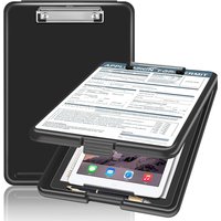 Black plastic writing board - with storage box, slim design, suitable for home and office, memo clipboard