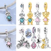 925 Sterling Silver Charms Pendant Beaded Fit Bracelet DIY Boy Girl Family Friendship Charm Making for Women's Fine Jewelry Gift