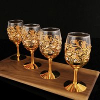 Vintage Metal Wine Glasses Goblet European Style Wine Cup Great For Red White Wine For Party Wedding Anniversary