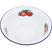 1pc Enamel Soup Bowl Vintage Deep Food Storage Bowl Retro Ramen Serving Dish Salad Container White Enamelware Dinner Set For