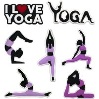 1/7pcs Women's Yoga Sports PVC Shoe Charms for Girls Purple Yoga Clothes Pins Exercise Fitness Stretching Gym Clog Accessories