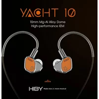 HiBy Yacht10 Dynamic Mg & Al Alloy Dome Polymer Diaphragm Dual Magnetic Core 1.2T Magnetic Force Coaxial Cable IEM Earphones