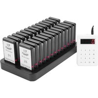 Wireless Restaurant Buzzer Pager Vibration LED Guest Waiting Calling System 1 Transmitter + 26 Receiver for Coffee Dessert
