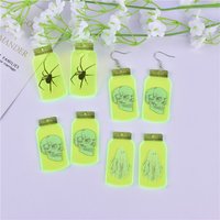 10pcs/pack Halloween Bottle with Skull Evil Spider Arcylic Charms for DIY Jewelry Making 24*50mm