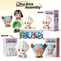 HOT ONE PIECE Sun God Nika Luffy Micro Building Block Chopper Ace Buggy 3D Anime Model Assembly Mini Bricks Figure Toys For Gift