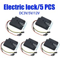 Small cabinet door lock DC3v5v12v mini plastic titanium wire electric control lock mail box electric lock with feedback 5pcs