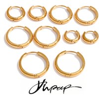 Yhpup Stainless Steel Round Hoop Earrings for Women Men Unisex Accessories Waterproof Metal Simple Daily Charming Jewelry