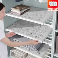 NEW Adjustable Closet Organizer Kitchen Storage Shelves Space Saving Wardrobe Wall Mounted Rack Home Appliance Cabinet Holder1pc image 4