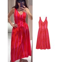 TFMLN Casual Striped Dress For Women Fashion Deep V-neck Backless Long Dress Vintage Slim Beach Party Vestidos 2026 Summer