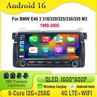 Android 16 Car Radio 9.3'' For BMW E46 3 318/320/325/330/335 M3 1998-2005 Wireless Auto Multimedia Stereo Carplay WIFI GPS BT