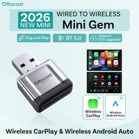 Ottocast Mini Gem Wireless CarPlay Adapter Wired to Wireless CarPlay Dongle USB Plug&Play Low Latency Fast Auto Connect for Benz