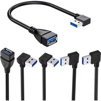 USB 3.0 Right/ Left/ Up/ Down Angle 90 Degree Extension Cable Male To Female Adapter Cord USB Cables Extension Cord For Laptops