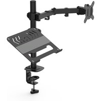 Dual LCD Monitor Desk Mount Fully Adjust Stand with Extra Laptop Tray for Laptop Notebook up to 17" and Screen up to 32"