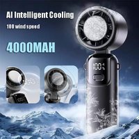 Mi Refrigeration Handheld 4000mah Electric Fan High-speed Violent Turbo Fan Folding Neck Hanging Ice Pack Small Fan Office Outdo