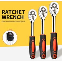 1/4", 3/8", 1/2" Ratchet Wrench Set – 24 Tooth Drive Socket Wrench Tool, Multi-Function DIY Hand Tool with Ratchet Handle