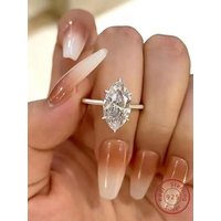 925 Sterling Silver Simple Classic 1-3 Carats Marquise Zircon Ring For Women Engagement Wedding Luxury High Quality Fine Jewelry