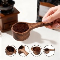 coffee scoop solid wood scoop Reusable Mini Brewing Tool Walnut Wood Coffee Spoon for Sugar Tea Bean Flour Home Kitchen Cafe