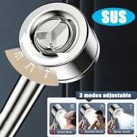 New 304 Stainless Steel 3 Modes Pressure Boost Shower Head High Pressure Spray Nozzle Massage Shower Faucet Bathroom Accessories