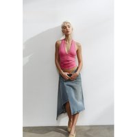 Summer 2026 American Style Unique Uneven Design Sense Jeans Halves Skirt Shows Figure 5252090 Women's mid Waist Skirt