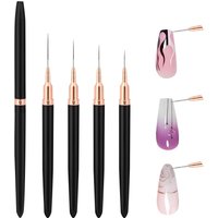YIKOOLIN Black Handle Fine Nail Liner Brush Set Ultra Thin Striping Pen for DIY Home Salon Nail Art Line & Floral Painting Tools
