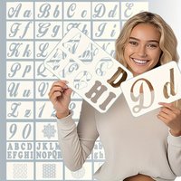 124 Alphabet Numbers & Mandala Stencils Small & Large 2 & 4 Inches Upper Lowercase Arts Crafts Letters Stencil Reusable Template