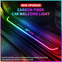 Carbon fiber For Ford ST Line Focus Fiesta Kuga Escape Customized Car Welcome Door illuminated Sill Light Logo LED Pedal Lamp
