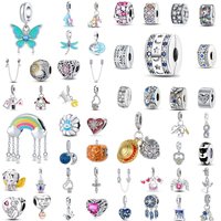 New 925 Silver Charm Lipstick, Astronaut, Starry Sky Rainbow Pendant, Fit Original Bracelets DIY Exquisite Jewelry Accessories