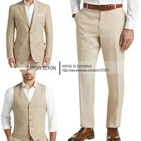 Summer Linen Suit Men Casual Party Classic Blazer Pants 3 Pieces Holiday Travel Tailor-made Breathable Cool Male Outfits