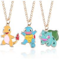 Cute Cartoon Pokémon Charizard Squirtle Bulbasaur Necklace, Fashion Anime Colorful Alloy Pendant Necklace