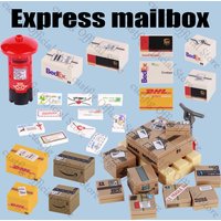 City Street Figures Express Package Postbox Building Blocks Trailer Mail Box Envelope MOC Model Accessory Bricks Kids Toys Gifts