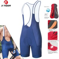 X-TIGER Blue Pro Men's Cycling Bib Shorts Bretelle Cyclist MTB Road Tights Bicycle Clothing ST-MULTI Cushion For 7 Hours Riding