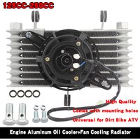 Motorcycle Aluminum 8 Row Cooling Radiator Engine Oil Cooler +Fan Cooling Radiator For 125CC-250CC Motorcycle Dirt Bike ATV